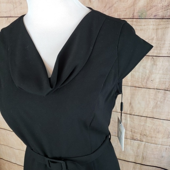 Calvin Klein Petites Cowl Neck Belted Sheath Dress - Picture 2 of 6